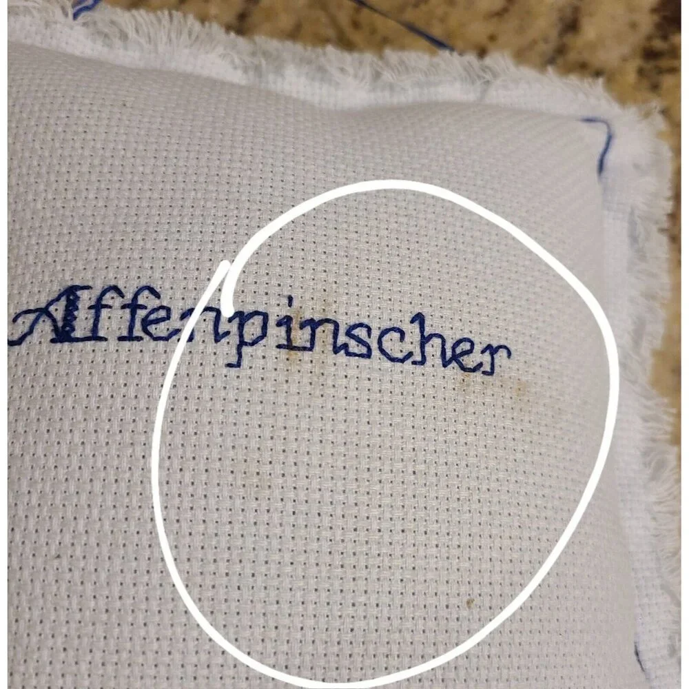 Affenpinsch Needlepoint Cross Stitch Mini Pillow Door Knob Hanger Blue Fur Baby